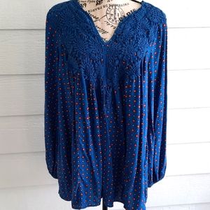 Weekend Blue w/Lace Peasant Top
